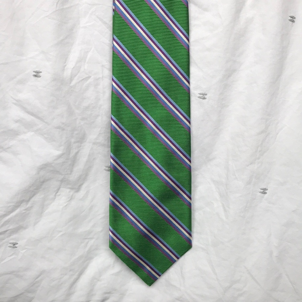 Green striped silk tie